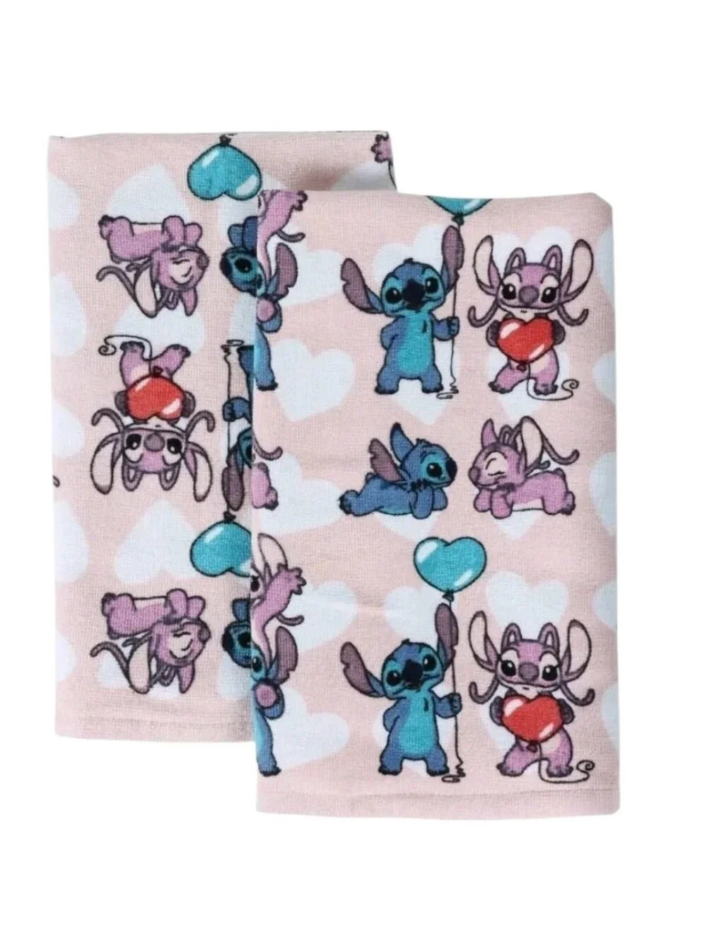 Disney Pink Stitch & Angel 2 Pack Hand Towels Nwt